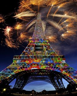 Figuredart Broderie Diamant - Feu D'Artifice Et Tour Eiffel | Broderie Diamant Ville