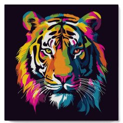 Figuredart Mini Peinture Par Numros 20X20Cm Avec Cadre Tigre Abstrait Pop Art | Pop Art