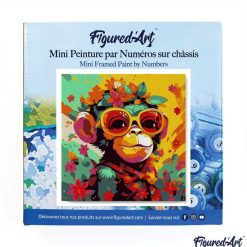 Figuredart Mini Peinture Par Numros 20X20Cm Avec Cadre Singe Fantaisie Et Fleurs | Fleurs