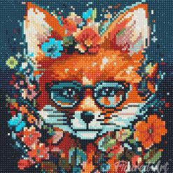 Figuredart Mini Diamond Painting 25X25Cm - Renard Fantaisie Et Fleurs | Broderie Diamant Animaux