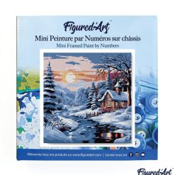 Figuredart Mini Peinture Par Numros 20X20Cm Avec Cadre Jolie Chaumire Sous La Neige | Paysages