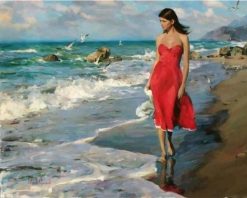 Figuredart Bord De Mer Et Femme En Rouge | Femmes