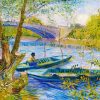 Figuredart Broderie Diamant - La P00Eache Au Printemps, Pont De Clichy - Van Gogh | Broderie Diamant Bateaux