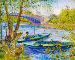 Figuredart Broderie Diamant - La P00Eache Au Printemps, Pont De Clichy - Van Gogh | Broderie Diamant Bateaux