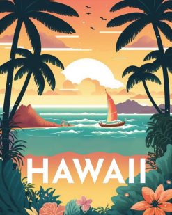 Figuredart Broderie Diamant - Affiche Poster Hawaii | Broderie Diamant Ville