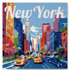 Figuredart Mini Peinture Par Numros 20X20Cm Avec Cadre New York | Affiche Vintage