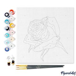 Figuredart Mini Peinture Par Numros 20X20Cm Avec Cadre Corolle De Rose | Fleurs