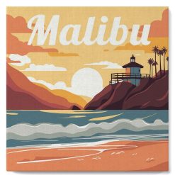 Figuredart Mini Peinture Par Numros 20X20Cm Avec Cadre Plage De Malibu | Paysages