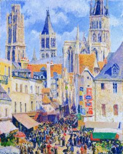 Figuredart Broderie Diamant - Rue De L'Picerie, Rouen - Camille Pissarro | Broderie Diamant Reproduction D'Oeuvres