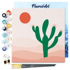 Figuredart Mini Peinture Par Numros 20X20Cm Avec Cadre Cactus | Paysages