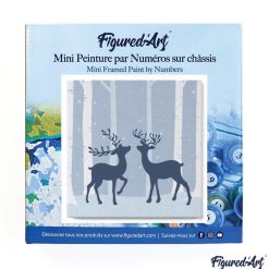 Figuredart Mini Peinture Par Numros 20X20Cm Avec Cadre Rencontre De Cerfs | Paysages