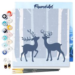 Figuredart Mini Peinture Par Numros 20X20Cm Avec Cadre Rencontre De Cerfs | Paysages