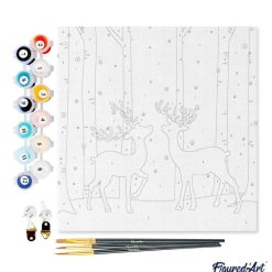 Figuredart Mini Peinture Par Numros 20X20Cm Avec Cadre Rencontre De Cerfs | Paysages