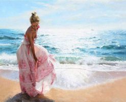 Figuredart Femme En Robe Sur La Plage | Romantique