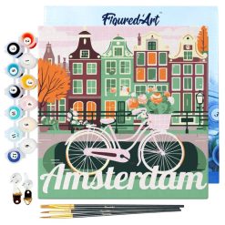 Figuredart Mini Peinture Par Numros 20X20Cm Avec Cadre Vlo Amsterdam | Ville