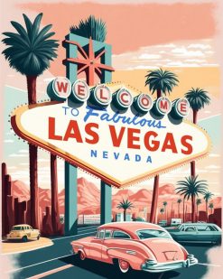 Figuredart Broderie Diamant - Affiche Poster Las Vegas | Broderie Diamant Affiche Vintage