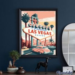 Figuredart Broderie Diamant - Affiche Poster Las Vegas | Broderie Diamant Affiche Vintage