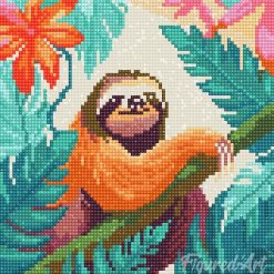 Figuredart Mini Diamond Painting 25X25Cm - Paresseux Tropical | Broderie Diamant Animaux