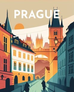 Figuredart Broderie Diamant - Affiche Poster Prague | Broderie Diamant Ville