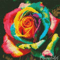 Figuredart Mini Diamond Painting 25X25Cm - Rose Multicolore | Broderie Diamant Fleurs