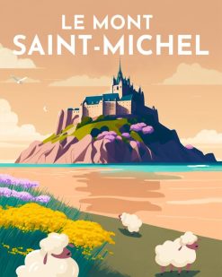 Figuredart Broderie Diamant - Affiche Poster Mont Saint-Michel | Broderie Diamant Ville