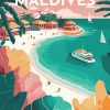 Figuredart Affiche Vintage Maldives | Paysages