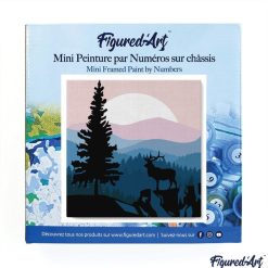 Figuredart Mini Peinture Par Numros 20X20Cm Avec Cadre Cerf Majestueux Et Paysage | Paysages