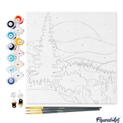 Figuredart Mini Peinture Par Numros 20X20Cm Avec Cadre Cerf Majestueux Et Paysage | Paysages