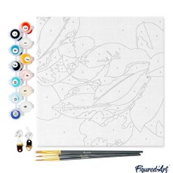 Figuredart Mini Peinture Par Numros 20X20Cm Avec Cadre Ambiance Bleute De Fleurs | Fleurs