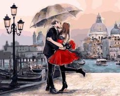 Figuredart Baiser Romantique Sous La Pluie | Romantique