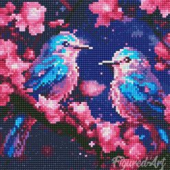 Figuredart Mini Diamond Painting 25X25Cm - Msanges Bleues Scintillantes | Broderie Diamant Animaux