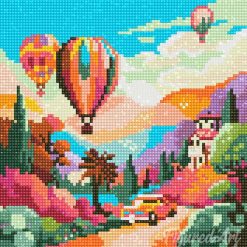 Figuredart Mini Diamond Painting 25X25Cm - Ballons Au-Dessus De La Valle | Broderie Diamant Paysages