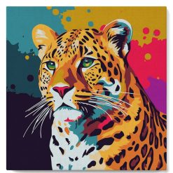 Figuredart Mini Peinture Par Numros 20X20Cm Avec Cadre Lopard Abstrait Pop Art | Pop Art