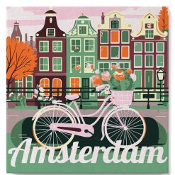 Figuredart Mini Peinture Par Numros 20X20Cm Avec Cadre Vlo Amsterdam | Affiche Vintage