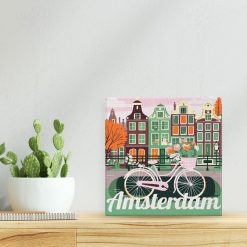 Figuredart Mini Peinture Par Numros 20X20Cm Avec Cadre Vlo Amsterdam | Affiche Vintage