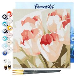 Figuredart Mini Peinture Par Numros 20X20Cm Avec Cadre Eclosion De Tulipes | Fleurs