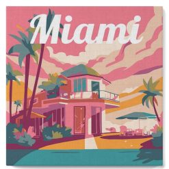 Figuredart Mini Peinture Par Numros 20X20Cm Avec Cadre Miami | Affiche Vintage