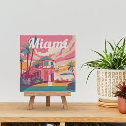 Figuredart Mini Peinture Par Numros 20X20Cm Avec Cadre Miami | Affiche Vintage