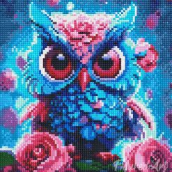 Figuredart Mini Diamond Painting 25X25Cm - Petite Chouette Bleue | Broderie Diamant Animaux