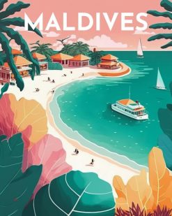 Figuredart Broderie Diamant - Affiche Poster Maldives | Broderie Diamant Ville