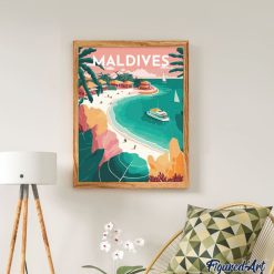 Figuredart Broderie Diamant - Affiche Poster Maldives | Broderie Diamant Ville