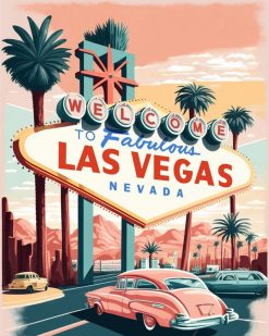 Figuredart Broderie Diamant - Affiche Poster Las Vegas | Broderie Diamant Ville