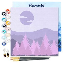 Figuredart Mini Peinture Par Numros 20X20Cm Avec Cadre For00Eat De Sapins | Paysages