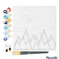 Figuredart Mini Peinture Par Numros 20X20Cm Avec Cadre For00Eat De Sapins | Paysages