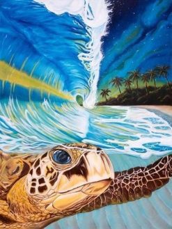 Figuredart Tortue Dans Les Vagues | Paysages