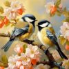 Figuredart Mini Diamond Painting 25X25Cm - Couple D'Oiseaux Parmi Les Fleurs | Broderie Diamant Animaux