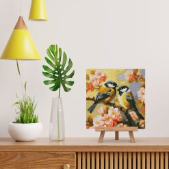 Figuredart Mini Diamond Painting 25X25Cm - Couple D'Oiseaux Parmi Les Fleurs | Broderie Diamant Animaux