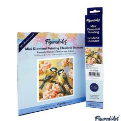 Figuredart Mini Diamond Painting 25X25Cm - Couple D'Oiseaux Parmi Les Fleurs | Broderie Diamant Animaux