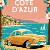 Figuredart Affiche Vintage Cte D'Azur | Affiche Vintage