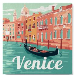 Figuredart Mini Peinture Par Numros 20X20Cm Avec Cadre Gondoles Venise | Affiche Vintage